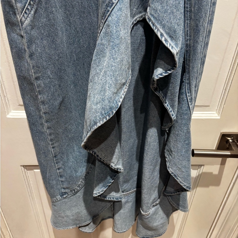 Strapless Light Blue Ruffle High-Low Dress - Picture 11 of 16